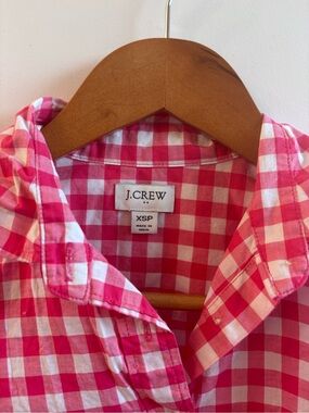 J. Crew Pink and White Gingham Button-Down Shirt